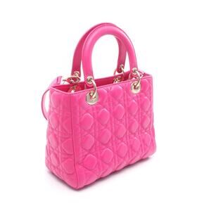Dior Leather Pink Handbag Lambskin Cannage Lady